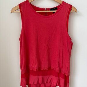 J.Crew Salmon Layered Ruffle-Hem Sleeveless Top (Back Zip) Size S